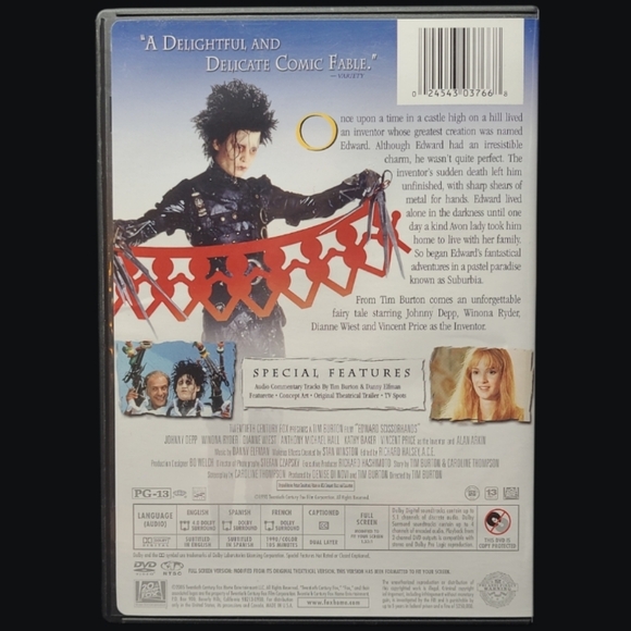 DVD "EDWARD SCISSORHANDS" FULL SCREEN ANNIVERSARY EDITION - Picture 3 of 3